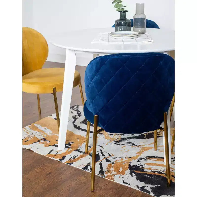 Roundhill Furniture Amoa – Ensemble de salle à manger contemporain, table ronde blanche et 4 chaises, 5 pièces