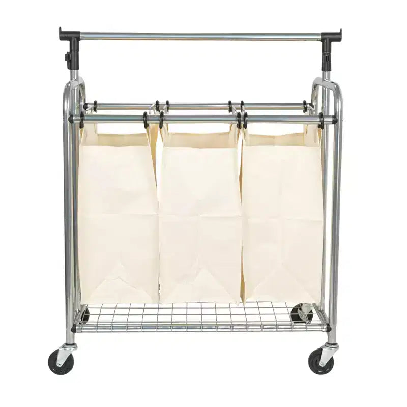 3-Bag Laundry Sorter with Clothes Rack