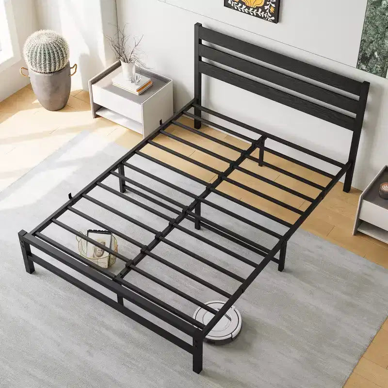 Queen/Full/Twin Size Metal Platform Bed Frame with Headboard and Slats Support