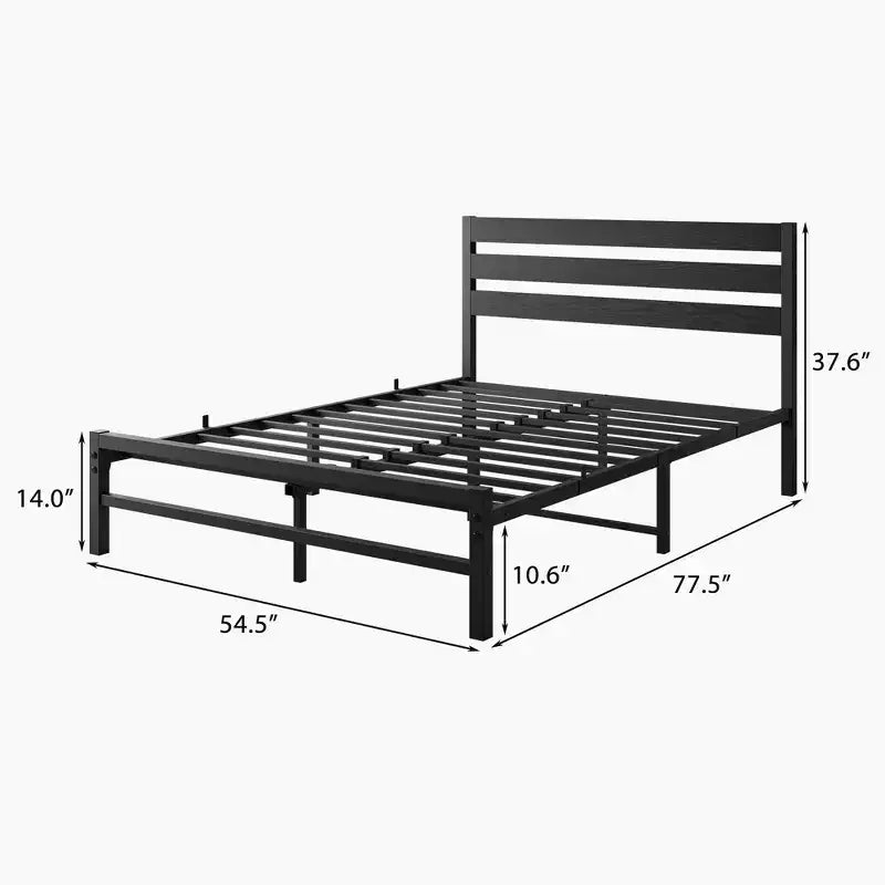 Queen/Full/Twin Size Metal Platform Bed Frame with Headboard and Slats Support