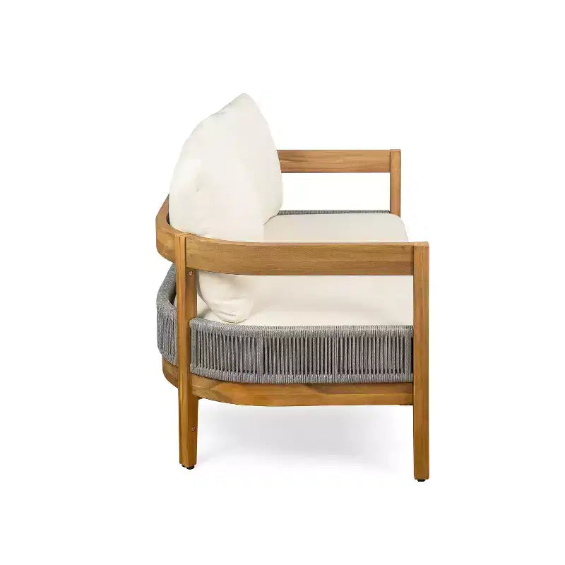 Christopher Knight Home Fawn, ensemble causeuse et table d'extérieur modernes en bois d'acacia, beige/teck