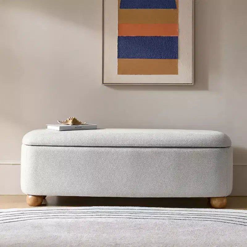 Oval Storage Bench with Solid Wood Legs