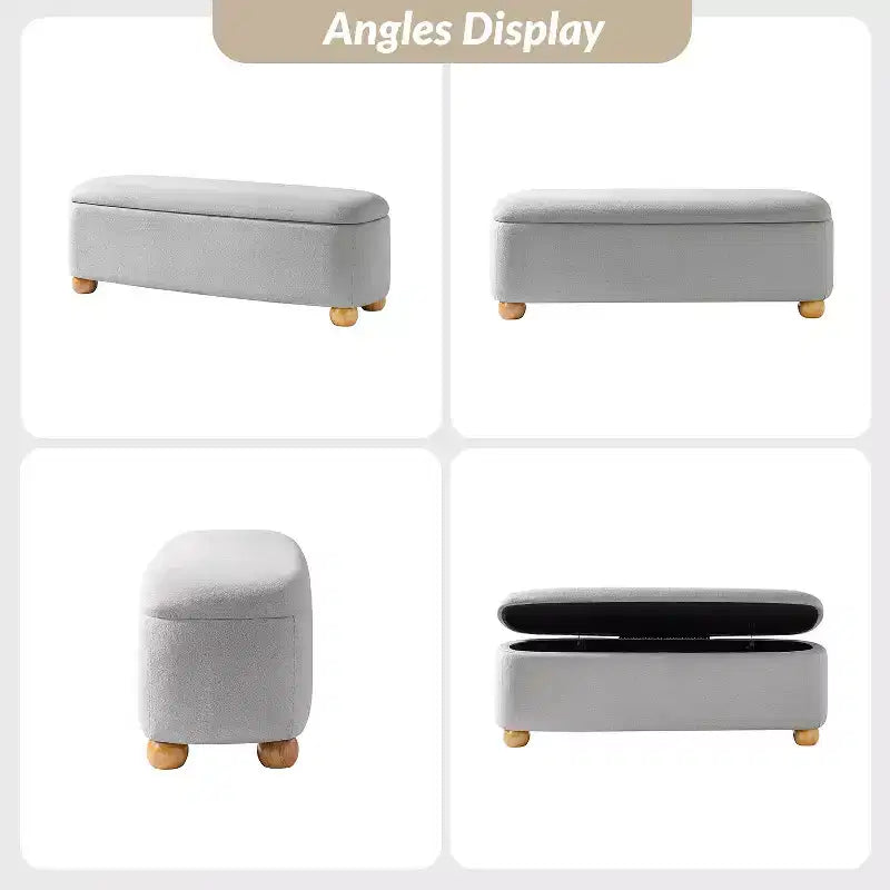 Oval Storage Bench with Solid Wood Legs