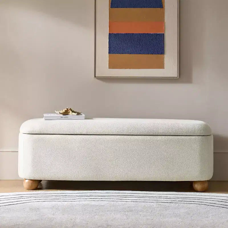 Oval Storage Bench with Solid Wood Legs