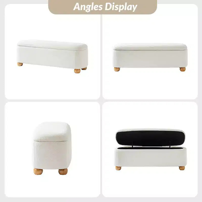 Oval Storage Bench with Solid Wood Legs