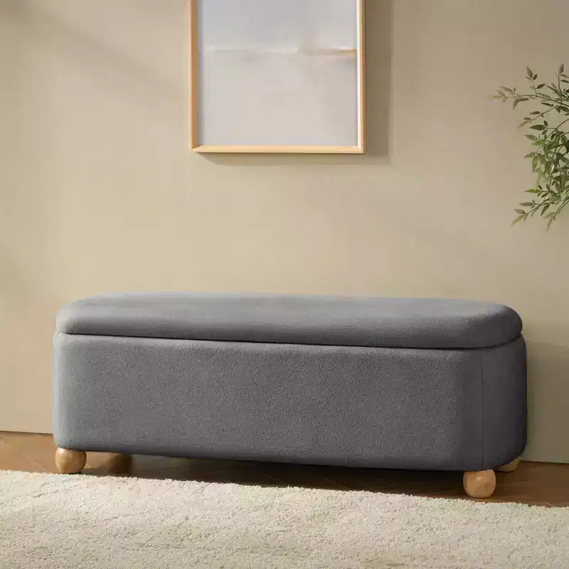 Oval Storage Bench with Solid Wood Legs