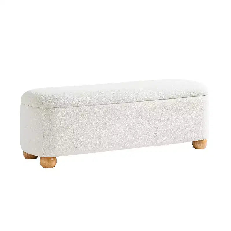 Oval Storage Bench with Solid Wood Legs