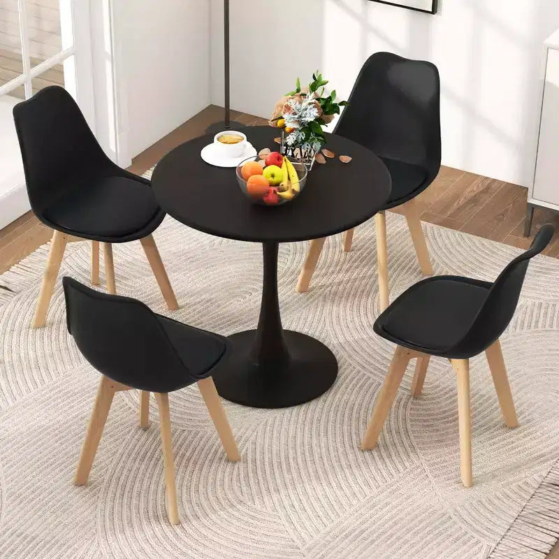Costway Ensemble Salle à Manger 5 Pièces Moderne Table Ronde 4 Chaises pour Petite Cuisine