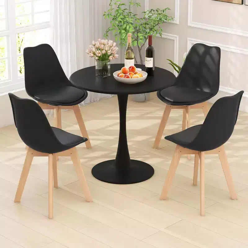 Costway Ensemble Salle à Manger 5 Pièces Moderne Table Ronde 4 Chaises pour Petite Cuisine