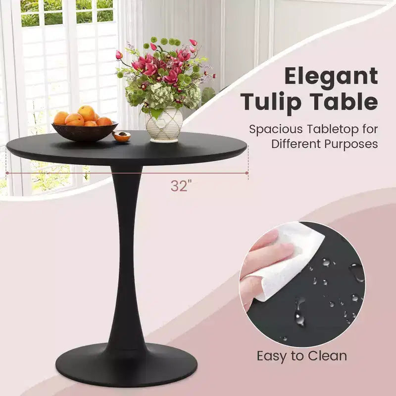 Costway Ensemble Salle à Manger 5 Pièces Moderne Table Ronde 4 Chaises pour Petite Cuisine
