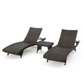 GDFStudio Thelma Outdoor Wicker 3 Piece Chaise Lounge Set, Mixed Mocha