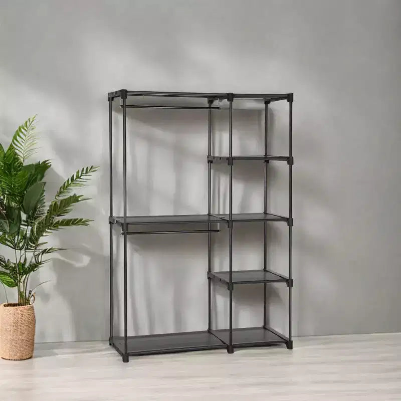 Portable Closet Organizer Freestanding, 44.1 x 16.9 x 65 In Clothes Rack System with Shelves and Hanging Rods for Bedroom and Cloakroom