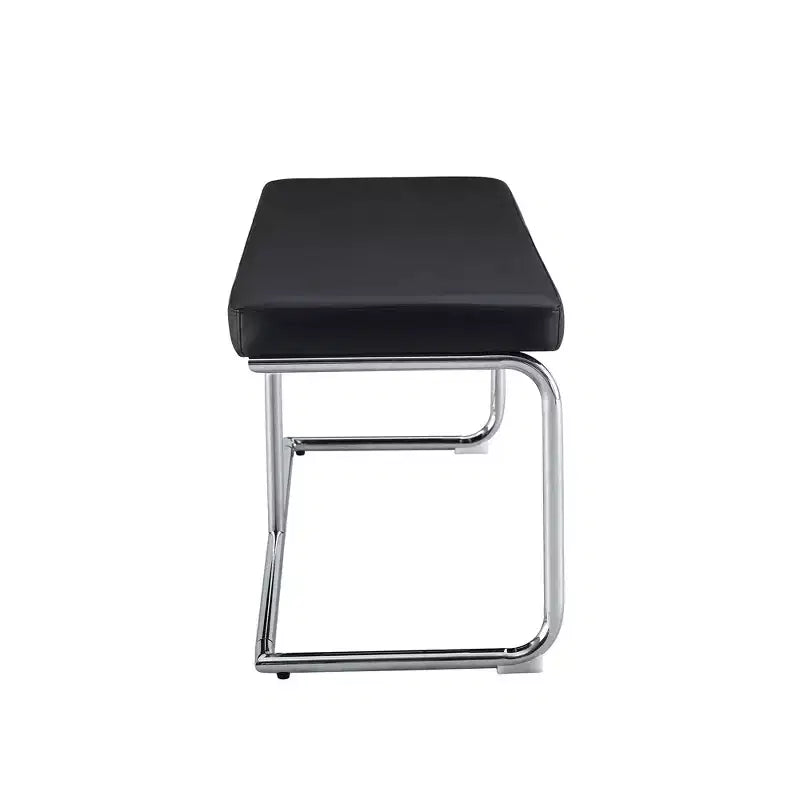 Leather Bench with Silver Metal Legs