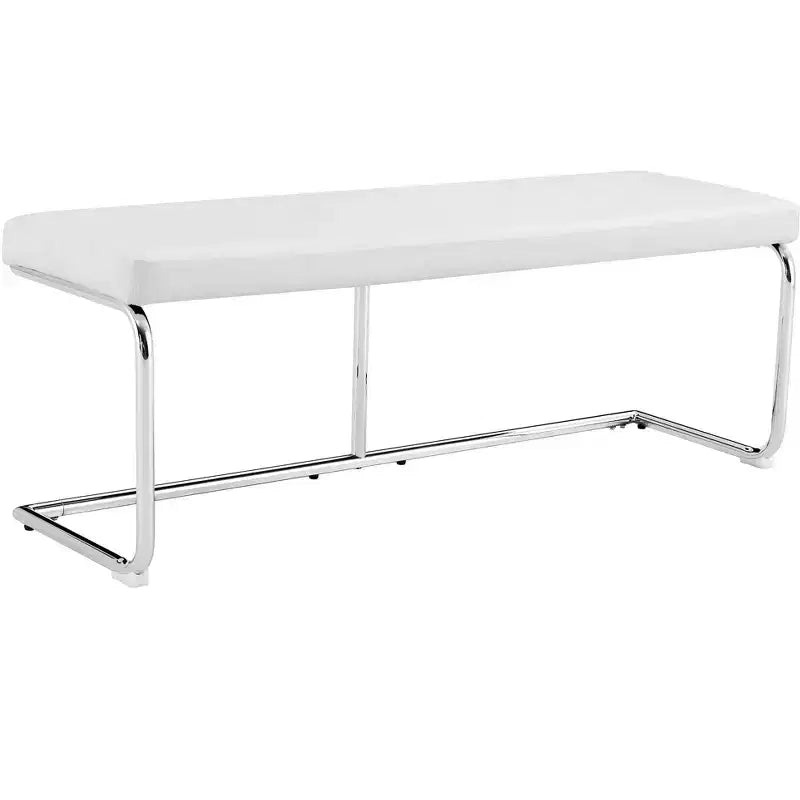 Leather Bench with Silver Metal Legs