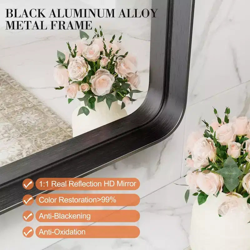 Square Bathroom Mirror Wall Mirror with Aluminum Alloy Frame, Farmhouse Style