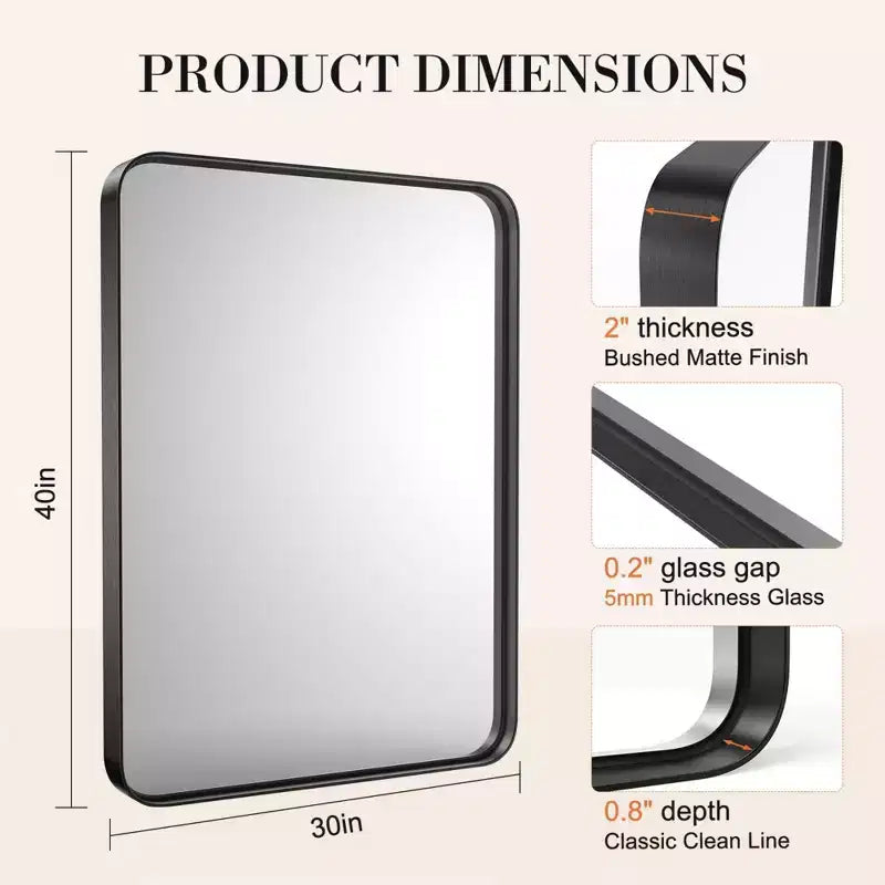 Square Bathroom Mirror Wall Mirror with Aluminum Alloy Frame, Farmhouse Style