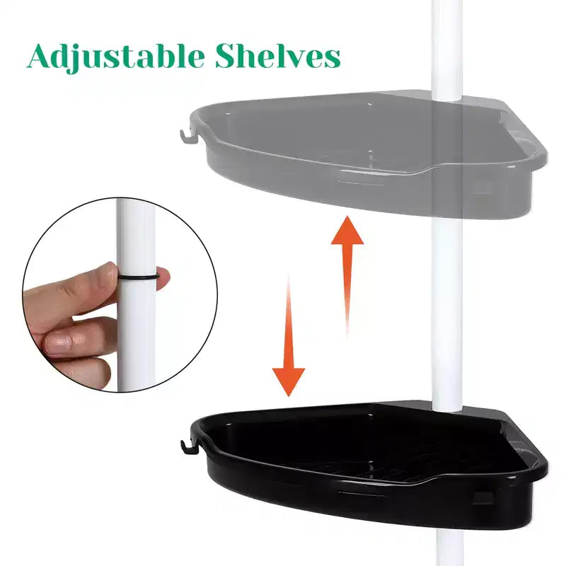 Corner Shower Caddy, Rust-Proof Bathroom Storage Organizer with 4-Tier Adjustable Shelves, 101.6–122 Inch