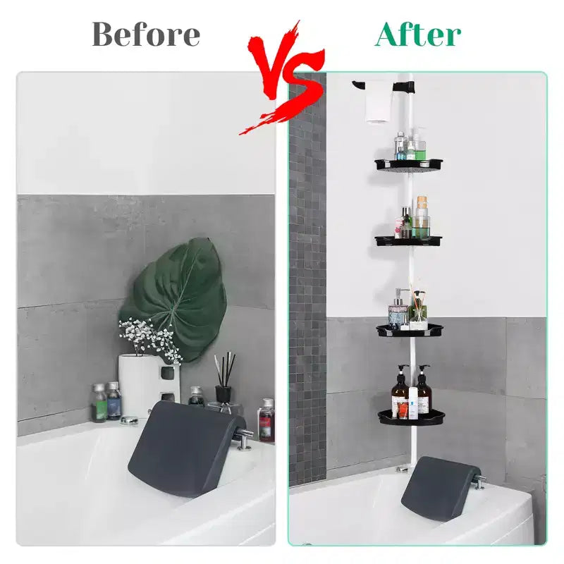 Corner Shower Caddy, Rust-Proof Bathroom Storage Organizer with 4-Tier Adjustable Shelves, 101.6–122 Inch
