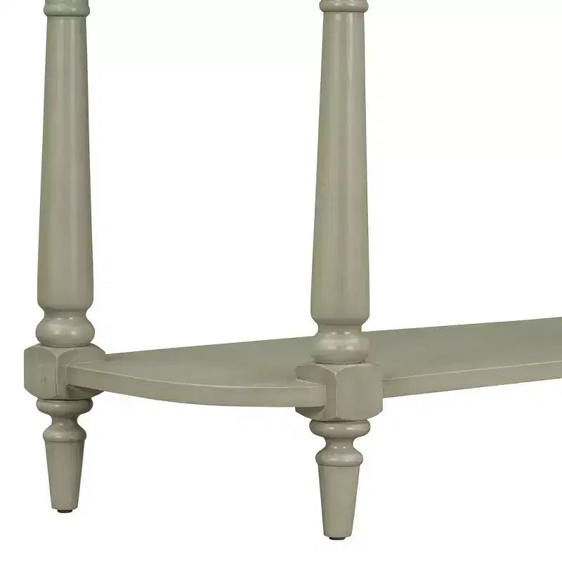 Retro Corner-Curved Console Table with Top Drawer and Open Shelf for Living Room and Entryway