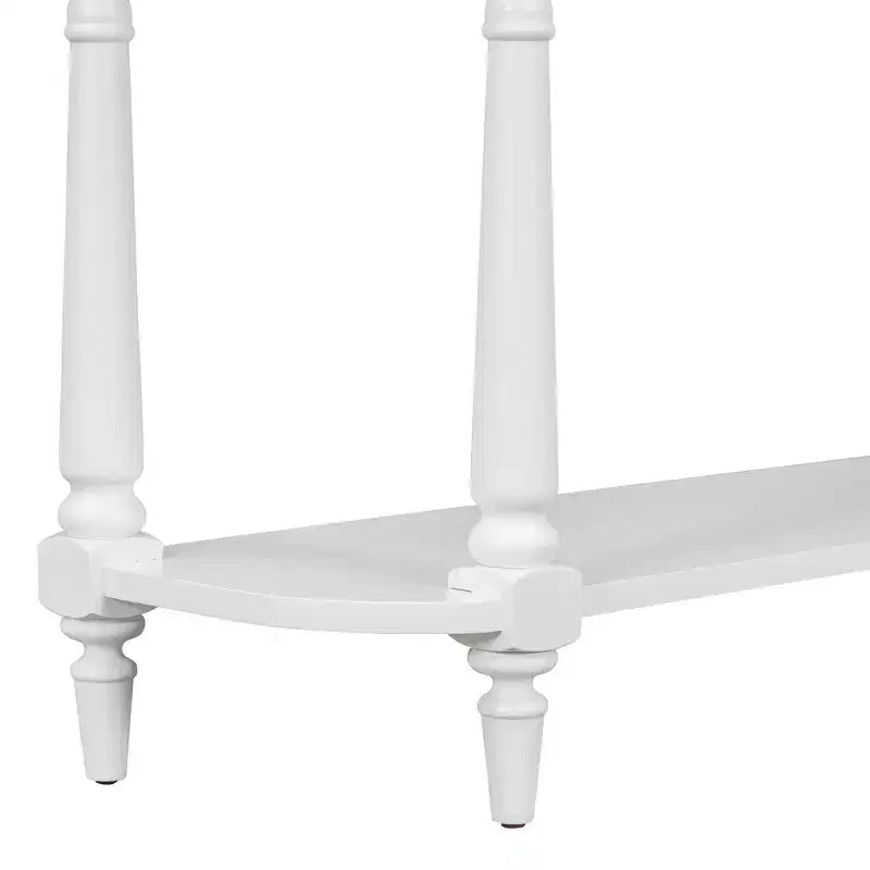 Retro Corner-Curved Console Table with Top Drawer and Open Shelf for Living Room and Entryway