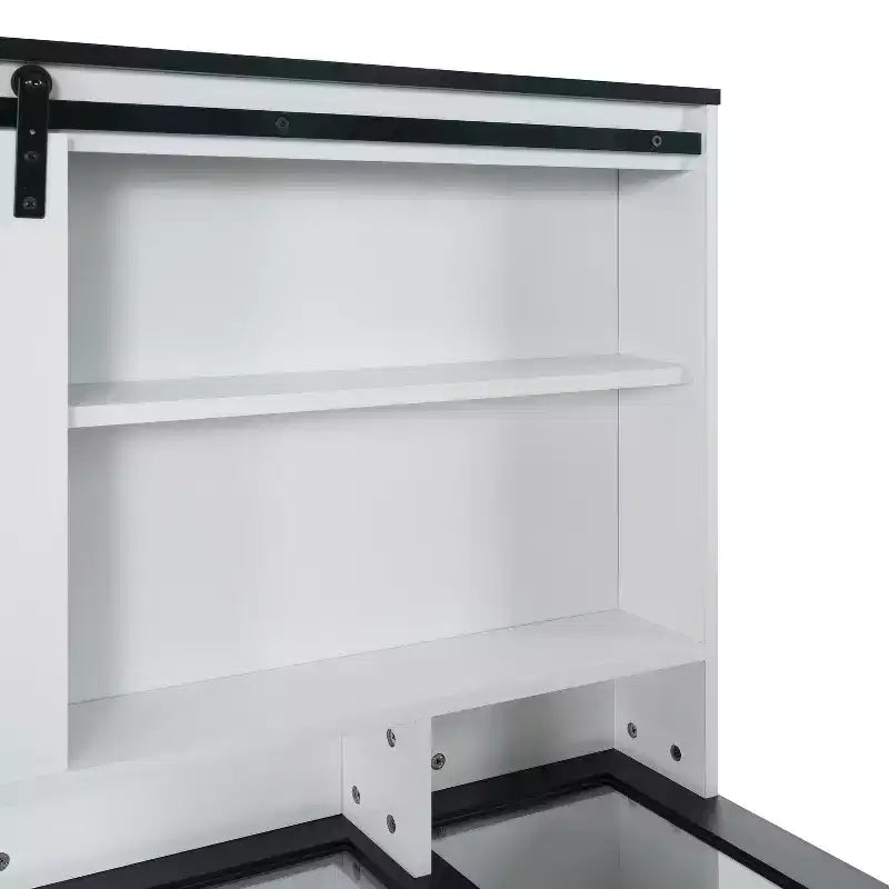 Vanity Desk with Adjustable Sliding Mirror and Lights in White