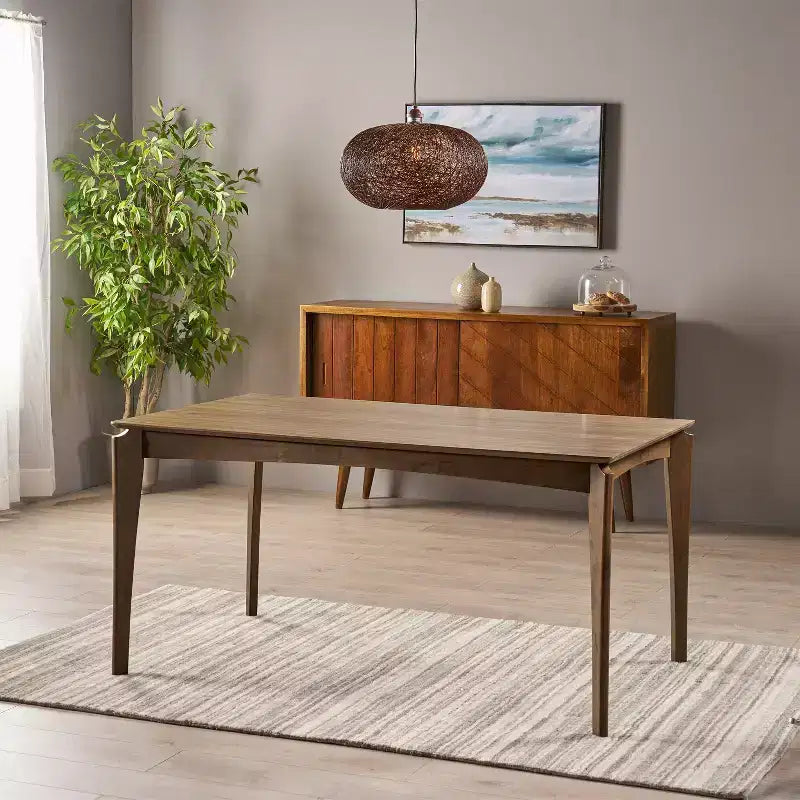 Mid Century Modern Rubber Wood 59" Dining Table