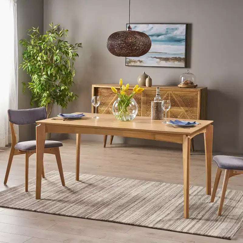 Mid Century Modern Rubber Wood 59" Dining Table