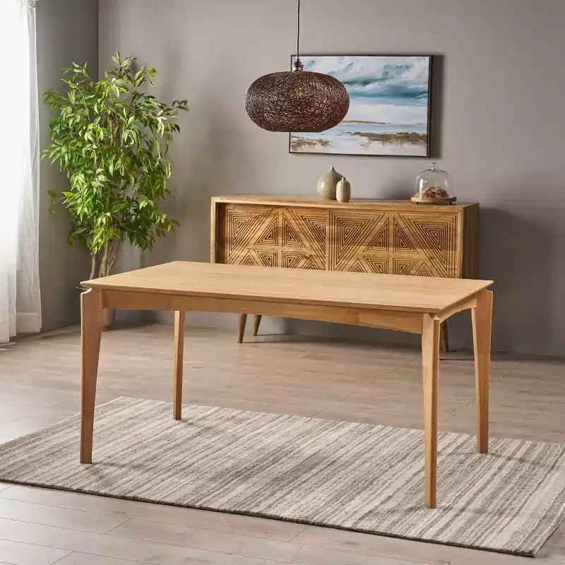 Mid Century Modern Rubber Wood 59" Dining Table
