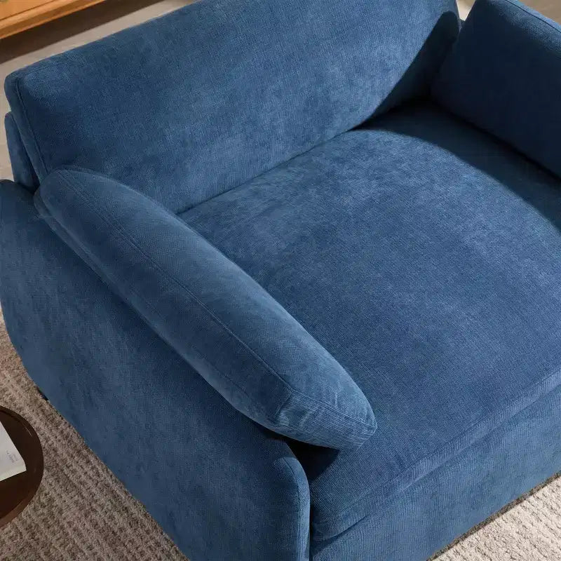Modern Oversized Chenille Colorblock Single Sofa Chair with Pillows