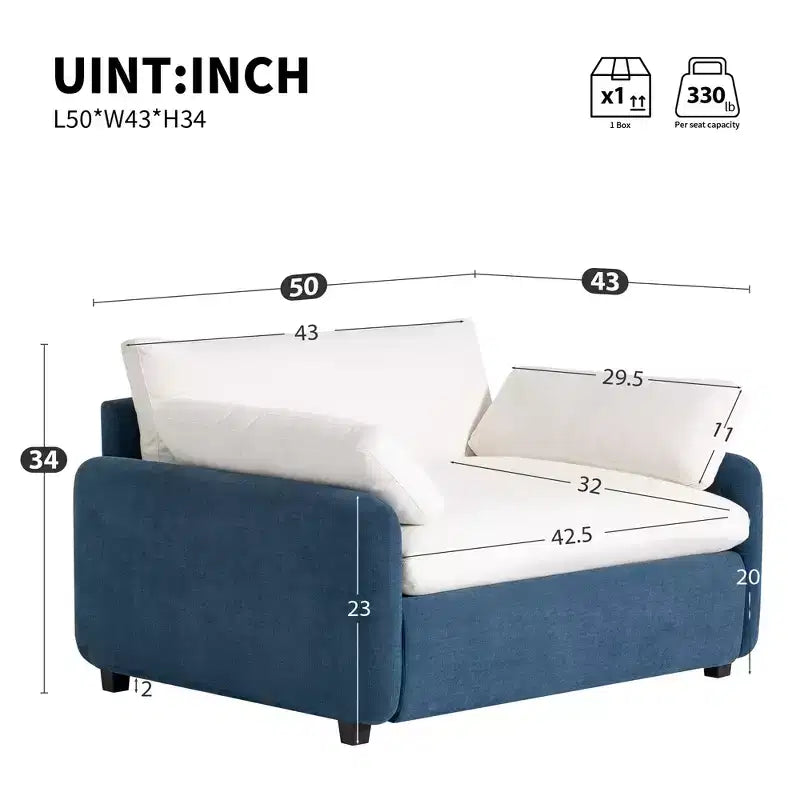Modern Oversized Chenille Colorblock Single Sofa Chair with Pillows