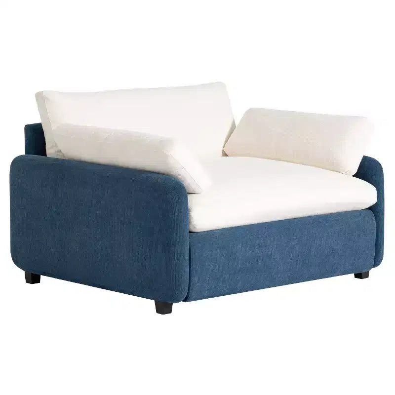 Modern Oversized Chenille Colorblock Single Sofa Chair with Pillows