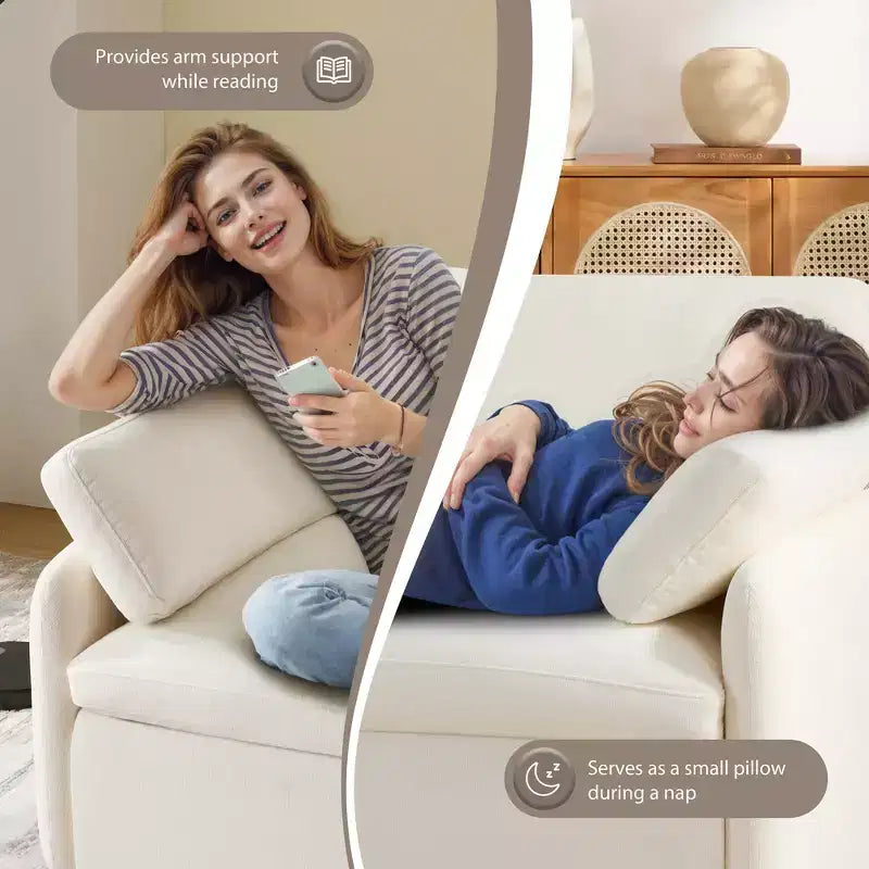 Modern Oversized Chenille Colorblock Single Sofa Chair with Pillows