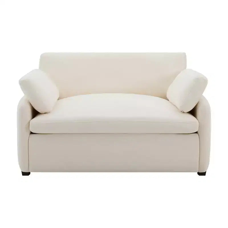 Modern Oversized Chenille Colorblock Single Sofa Chair with Pillows