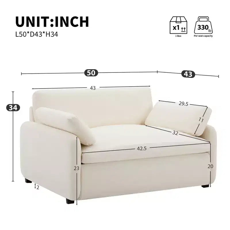 Modern Oversized Chenille Colorblock Single Sofa Chair with Pillows