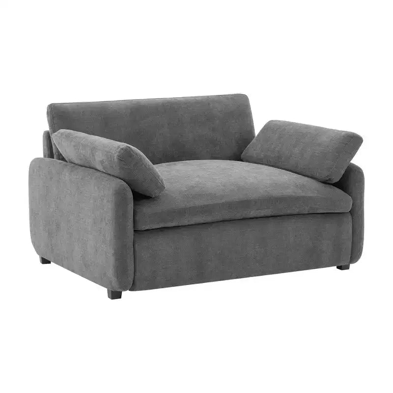 Modern Oversized Chenille Colorblock Single Sofa Chair with Pillows