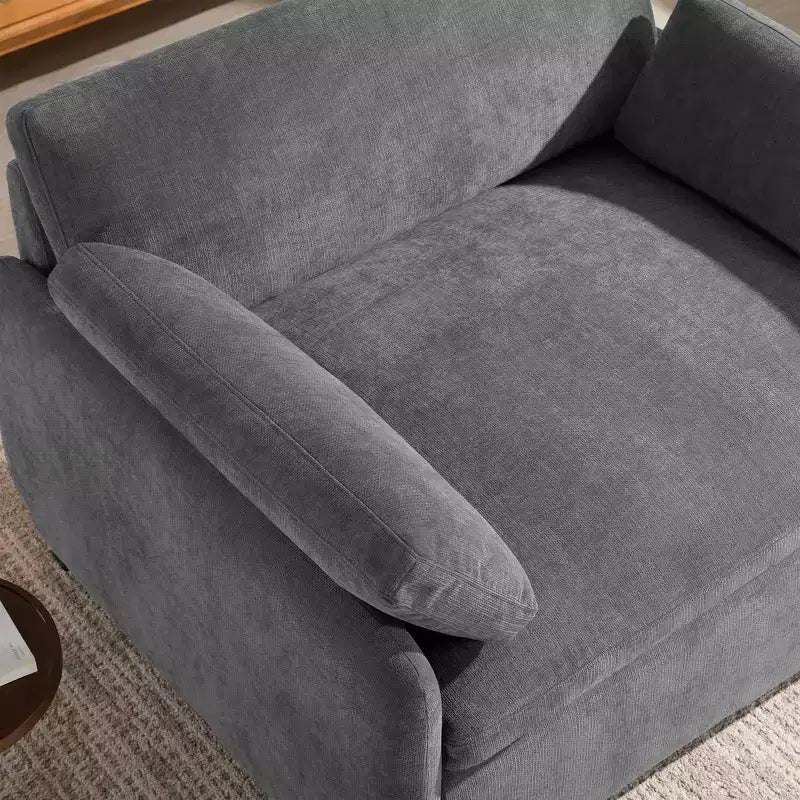 Modern Oversized Chenille Colorblock Single Sofa Chair with Pillows