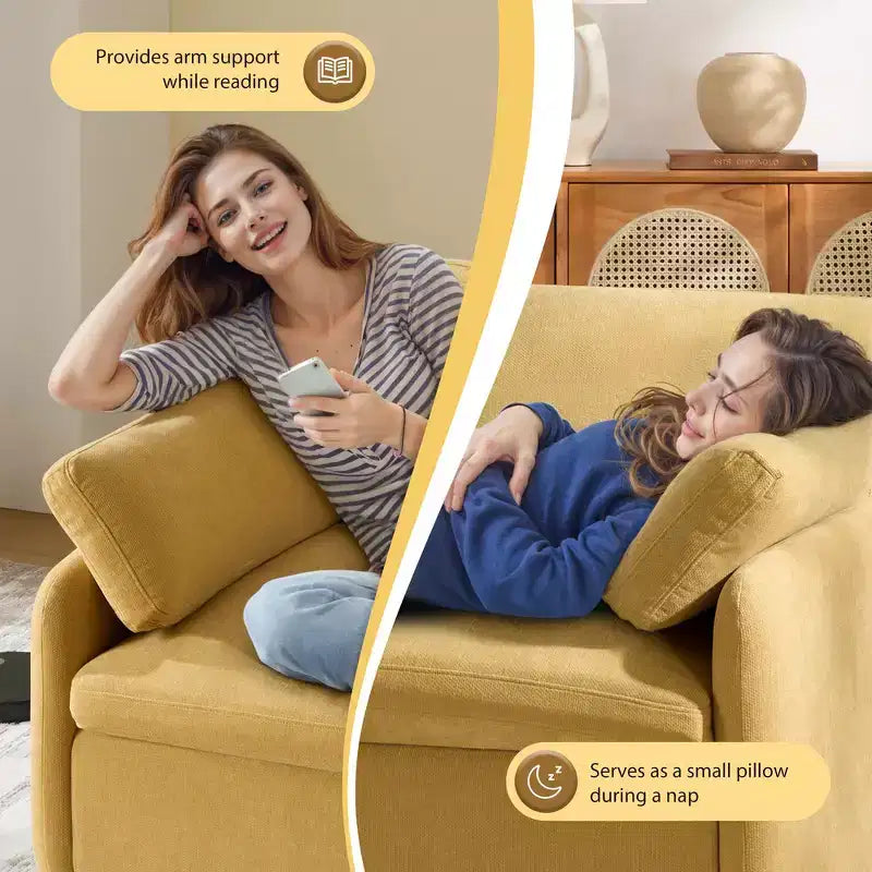 Modern Oversized Chenille Colorblock Single Sofa Chair with Pillows