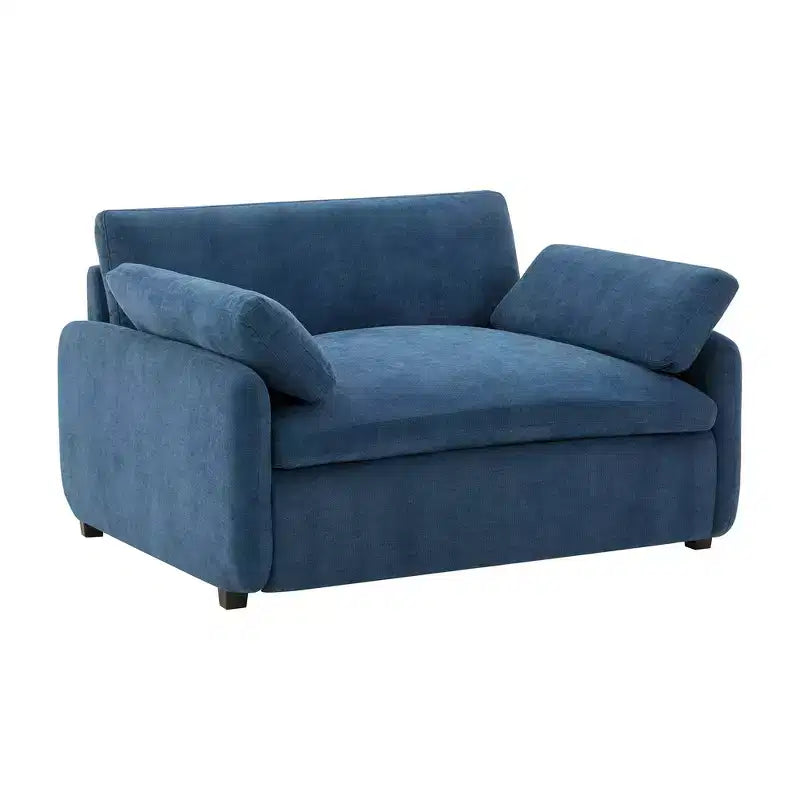 Modern Oversized Chenille Colorblock Single Sofa Chair with Pillows