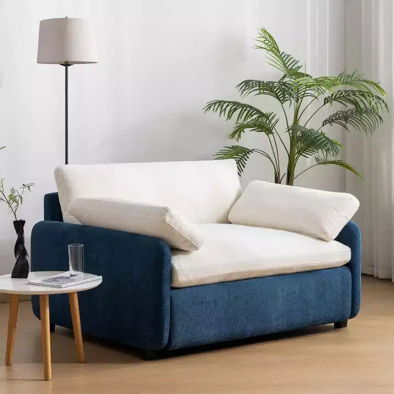 Modern Oversized Chenille Colorblock Single Sofa Chair with Pillows