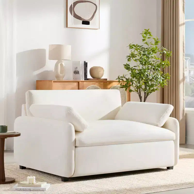 Modern Oversized Chenille Colorblock Single Sofa Chair with Pillows
