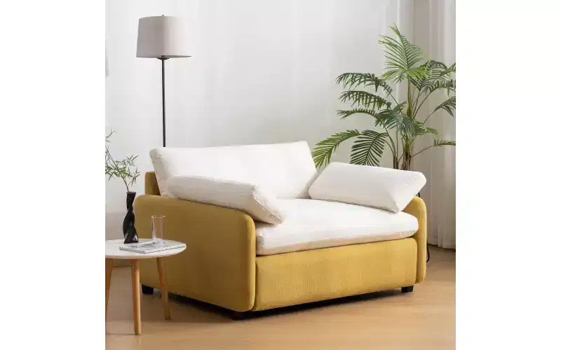Modern Oversized Chenille Colorblock Single Sofa Chair with Pillows