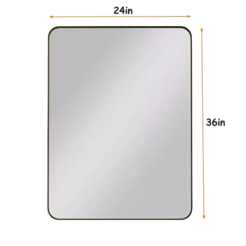 24x36 Black Rectangular Wall Mirror with Metal Frame