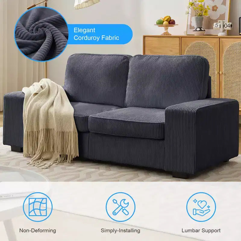 85" Wider Loveseat Sofa Couch, Corduroy Couch for Small Space