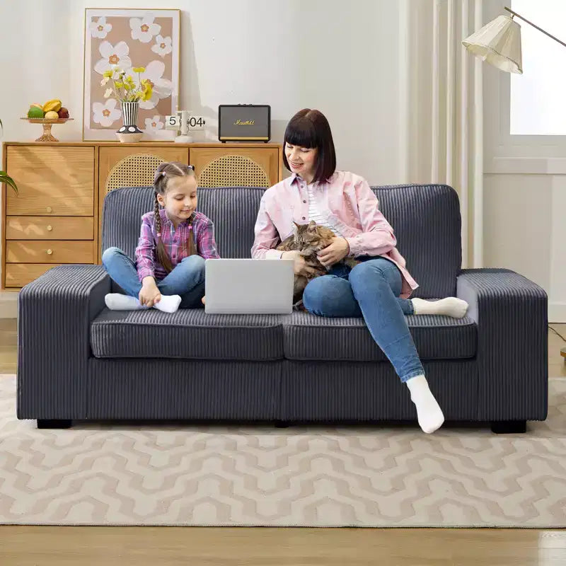 85" Wider Loveseat Sofa Couch, Corduroy Couch for Small Space