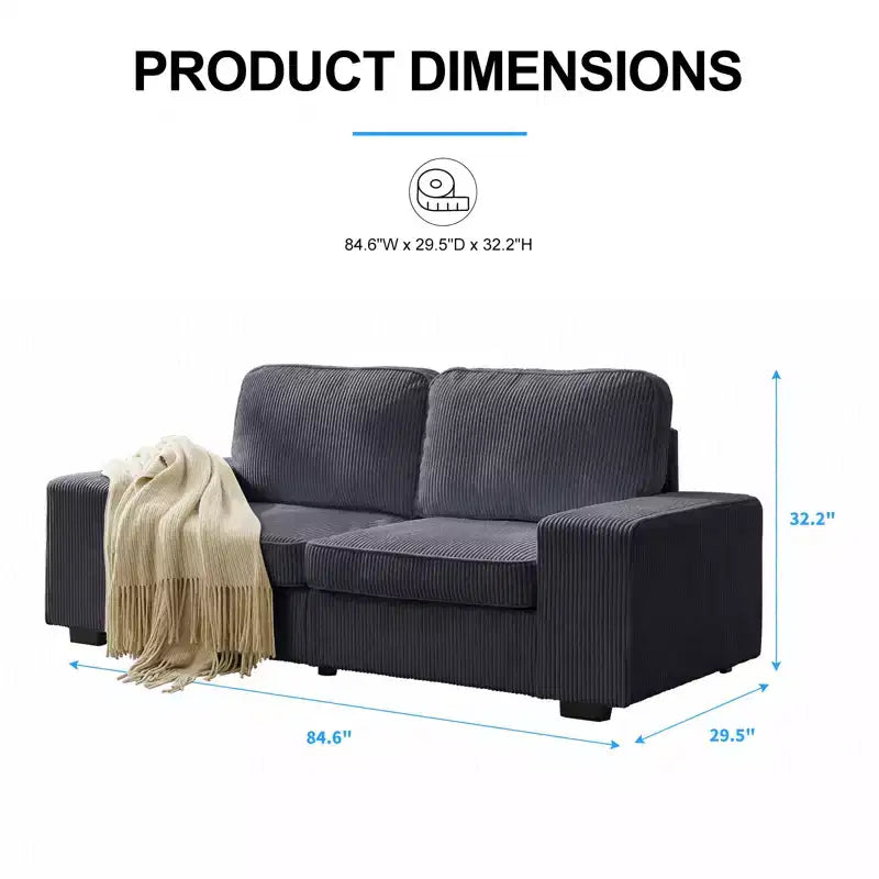 85" Wider Loveseat Sofa Couch, Corduroy Couch for Small Space