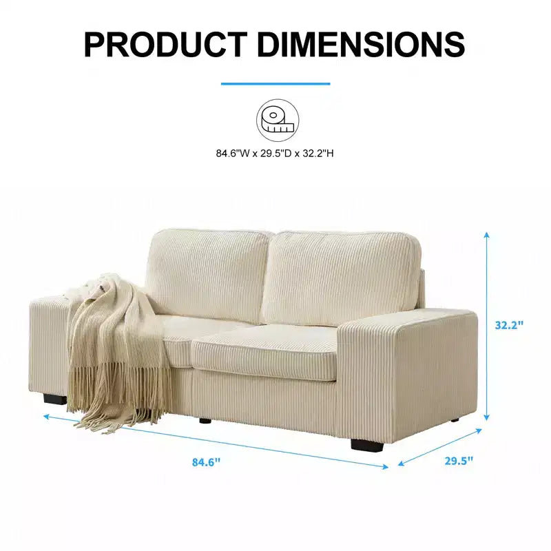 85" Wider Loveseat Sofa Couch, Corduroy Couch for Small Space