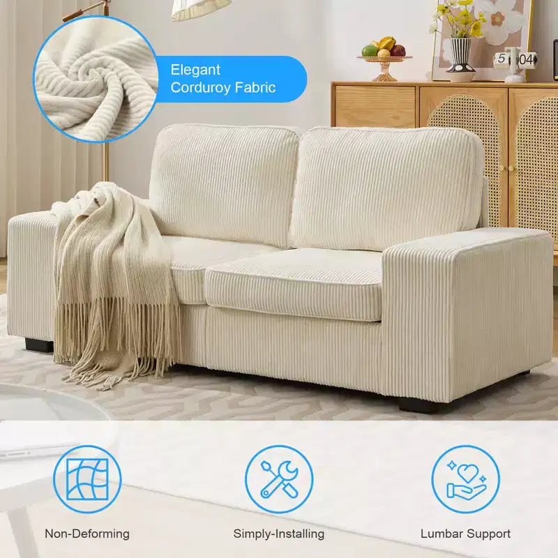 85" Wider Loveseat Sofa Couch, Corduroy Couch for Small Space