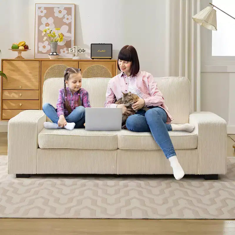 85" Wider Loveseat Sofa Couch, Corduroy Couch for Small Space