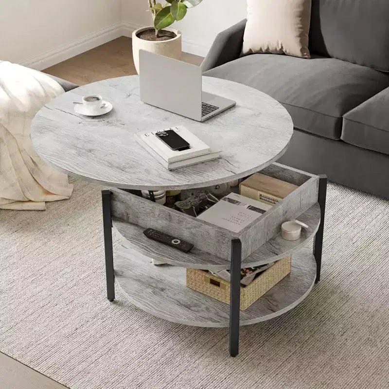 Lift Top Coffee Table with Hidden Compartment and Storage Shelves