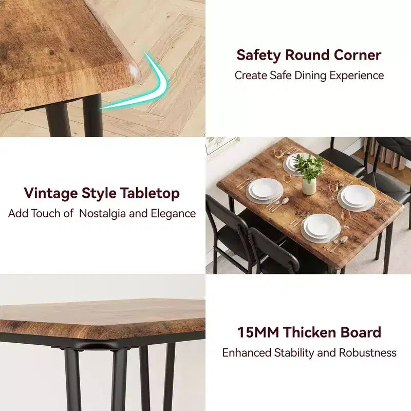 Ensemble de salle à manger 5 pièces pour 4 personnes, Table et chaises de cuisine pour 4 personnes, Ensemble de table de salle à manger moderne, Ensemble de table de dîner pour 4 personnes
